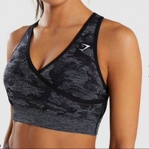 Gymshark Adapt Camo Black Gray Seamless Athletic Sports Bra XS